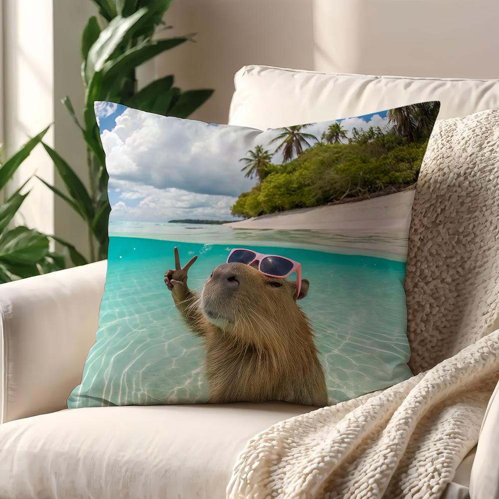 Capybara Summer Swimming Cushion Cover For Pillow Printing Sofa Decoration Home Car Room Coffee Shop Office Nordic Simplicity