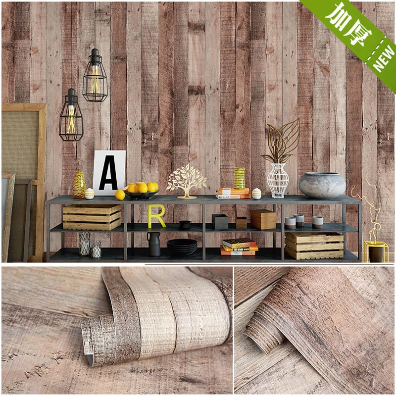 Retro Faux Wood Grain Peel And Stick Wallpaper Self-adhesive Wood Plank Wallpaper Roll Removable Vinyl Wall Covering For Restaur