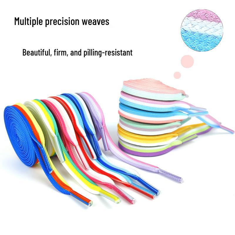 Three-Color Patchwork Macaron Shoelaces for Canvas, White Shoes - AJ1, AF1, Dunk