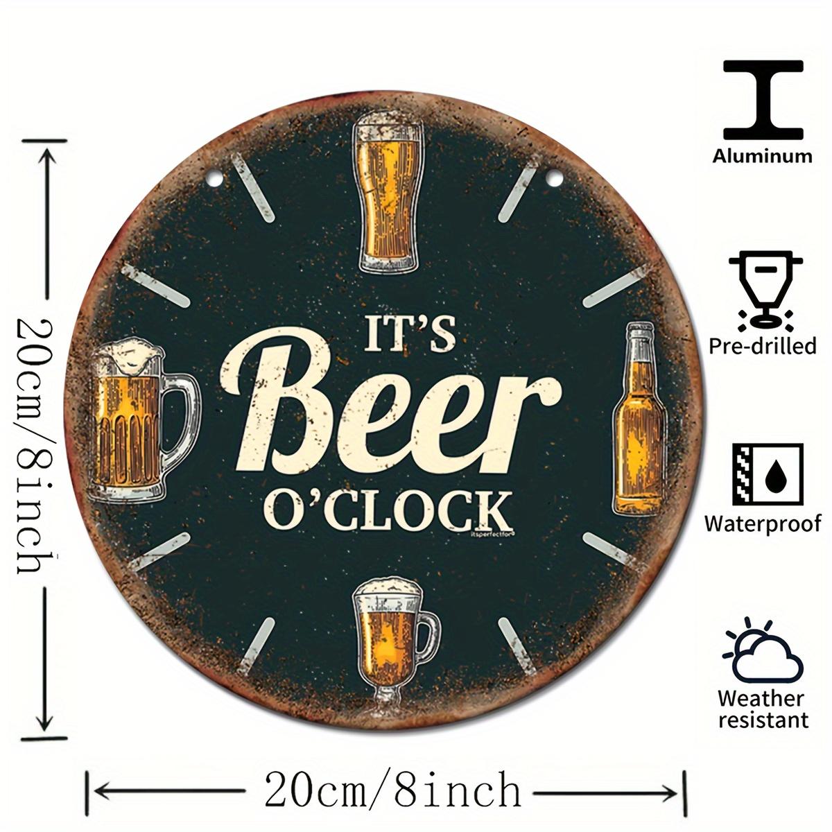 

Винтажная металлическая алюминиевая табличка «Время пива» (8 x8 ) Настенный многофункциональный декор для мужской пещеры, гаража, уличное настенное искусство чёрный