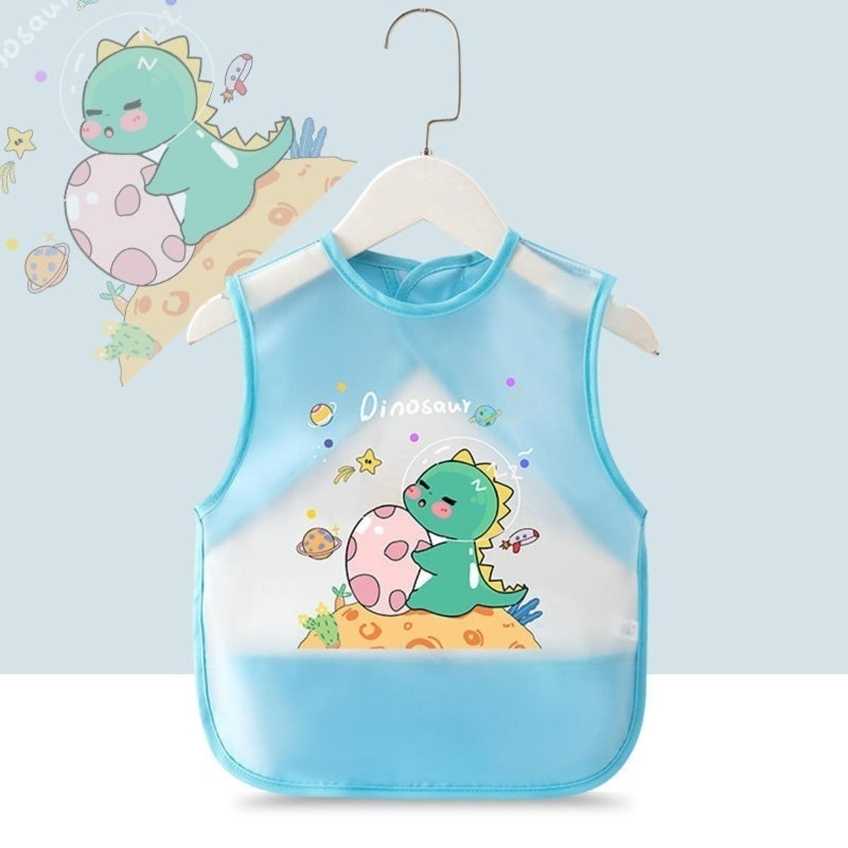 

Kids Apron Waterproof Baby Sleeveless Bibs Cute Cartoon Print Children Saliva Towel Boys Girls Feeding Burp Cloths 70-90cm светло-синий