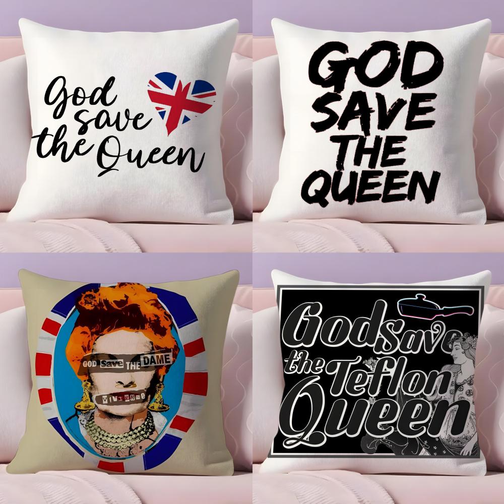 Brand S-Save The Queen Cushion Cover Plush Fabric Soft Double-Sided Printed Invisible Zipper Sofa Pillow Case Home Decor