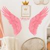 Nordic Style Pink Wing Crown Wall Stickers for Girls Room Bedroom Eco-friendly Wall Decals Removable Vinyl Wall Mural Home Decor