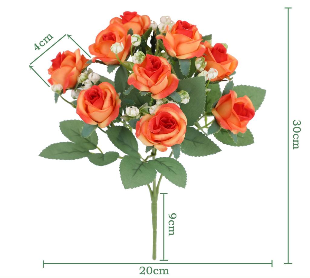 Simulation Flower Mini Rose Wedding Bride Holding Bouquet Living Room Flower Arrangement Decoration Gradual Change Rose