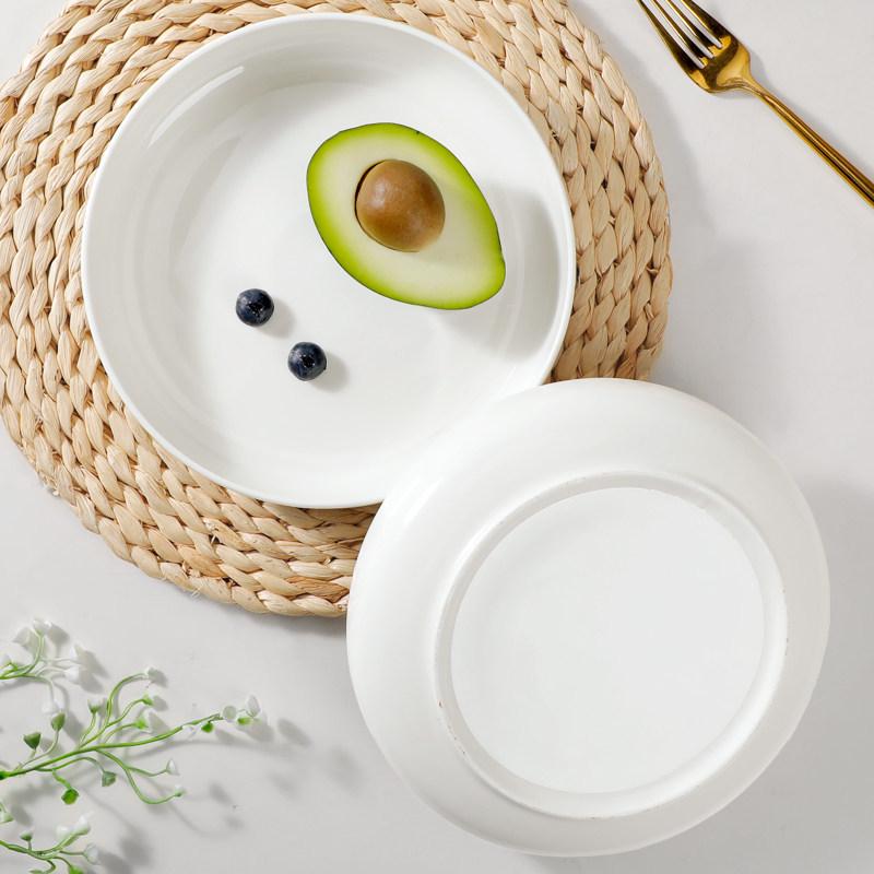8-Inch Deep White Ceramic Soup Bowl - Large Capacity French Style Dinnerware
