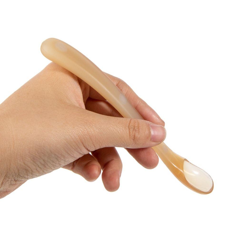 Soft Silicone Infant Feeding Spoon Easy Clean Soft Spoon 2pcs Set Ergonomic Spoon Newborn Feeding