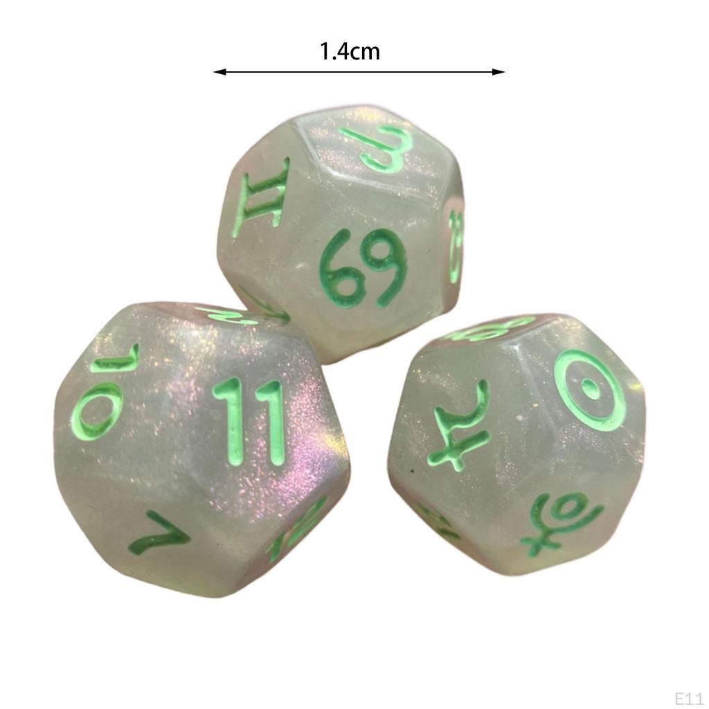 3 Pack of D12 Polyhedral Dice for Games And Learning