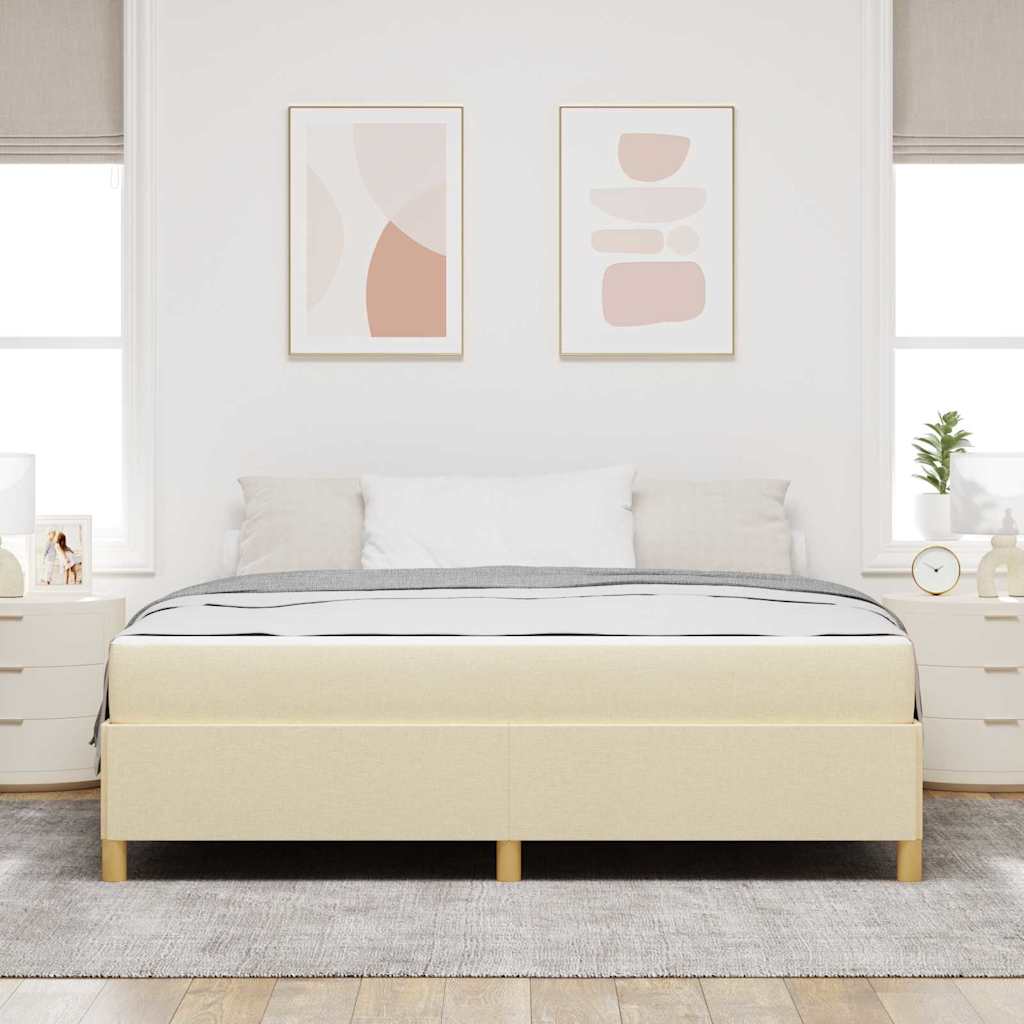 Bed Frame with Mattress Cream 180 x 200 cm Fabric