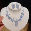 Waterdrop Zircon Inlaid Earrings Necklace Set Luxury Style Fashion Jewelry Women