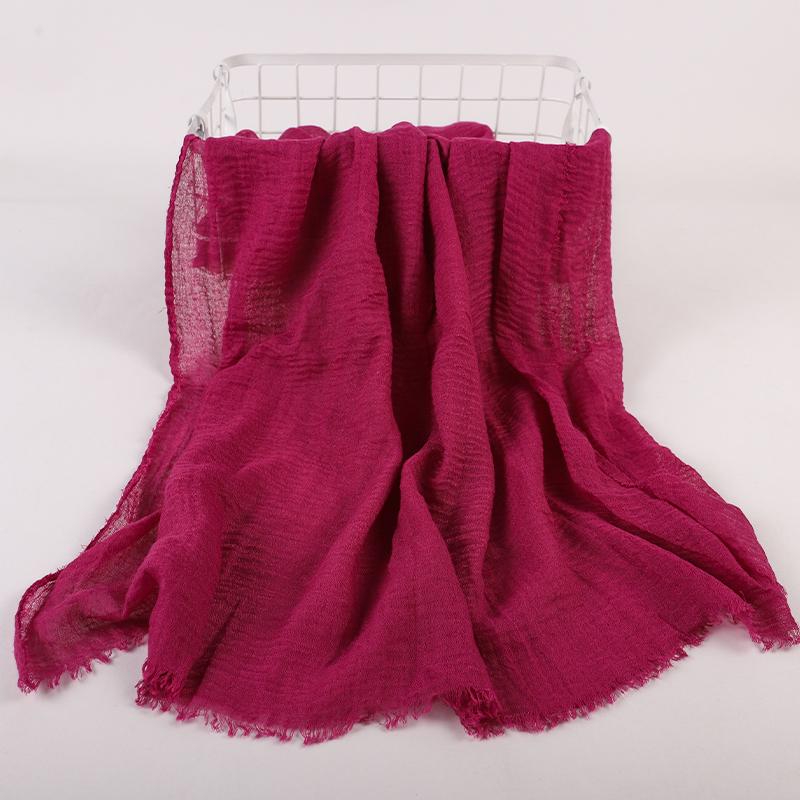 Ramadan Cotton Crinkle Headband Veil Scarves Women Solid Color  Head Wraps Long Scarves Turban Headband Muslim Fashion Headscarf