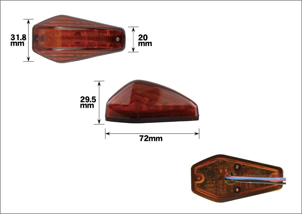POSH FAITH Motorcycle Accessories Aero LED Turn Stream Type Double Amber 097401 Stick-On Signals, (2-Pack), Design, Lens,
