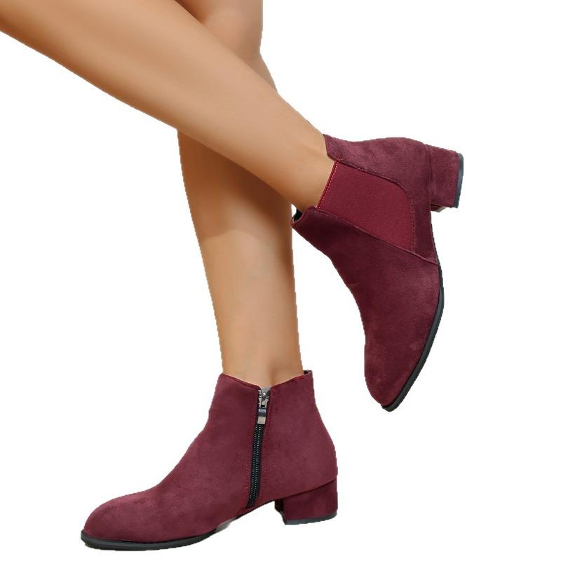 Nové dámské kotníkové boty na středním podpatku se špičatou špičkou, jednoduché boty