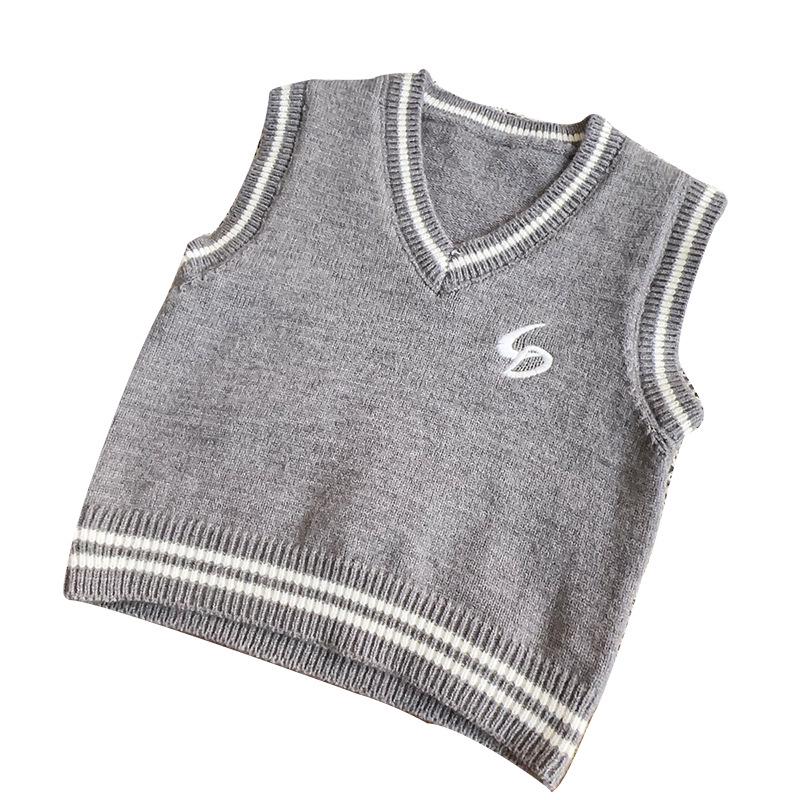 Girls' College Style Sweater Vest & Skirt Set with Tie for Autumn and Spring