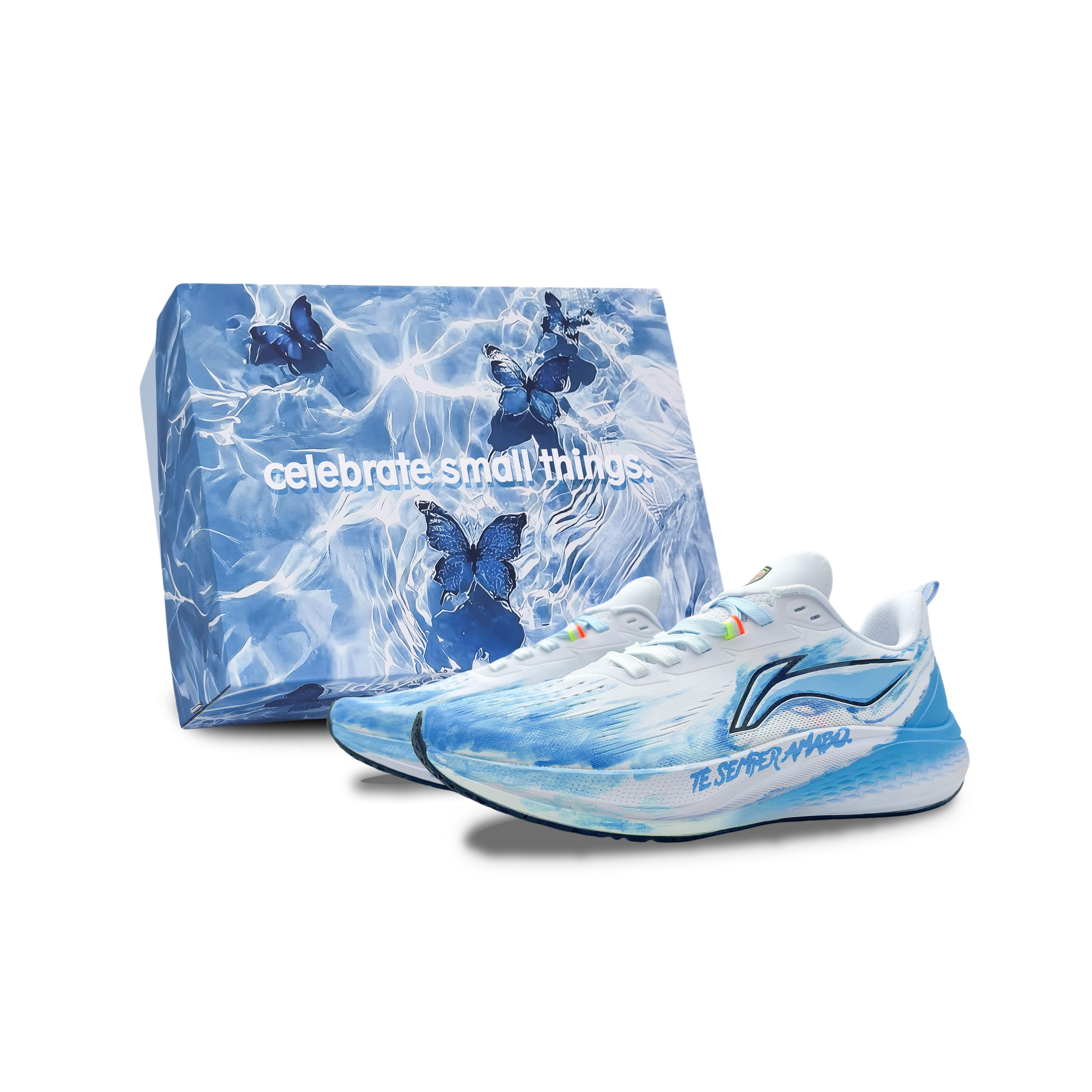 

Li Ning Red Hare 7 Амортизирующие Скользкие Устойчивые к истиранию Низкие Беговые кроссовки Мужские Бело-синие ARPU003-2(Team188-S-BOX) 43.5