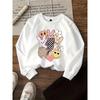 European sizes Kids' Crewneck Sweatshirt - Bunny Faces Joyful Heart Flower , Sportswear And Casual Wear, Soft And Comfortable, Children's Clothing