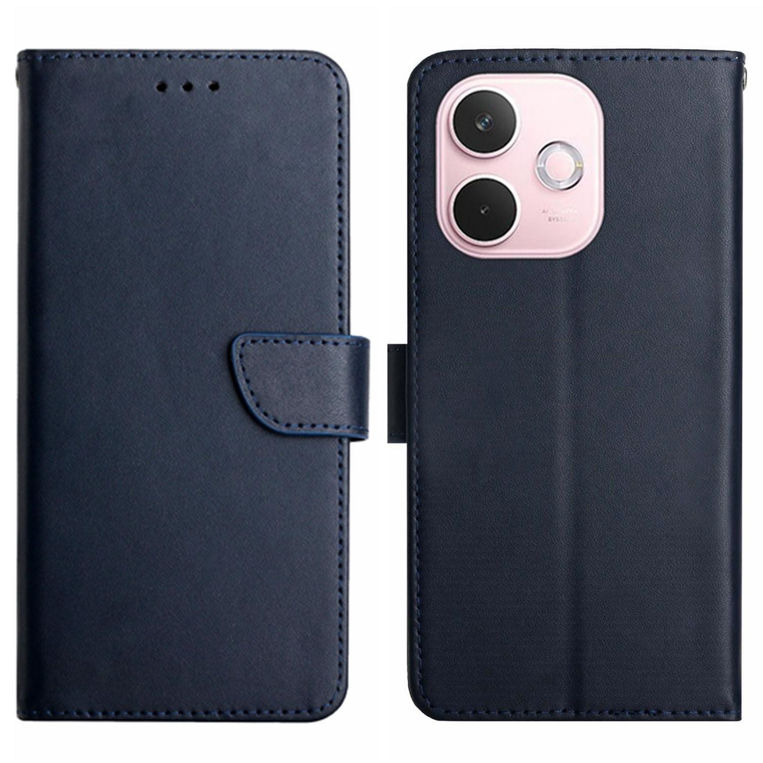 

For Oppo A5 Pro 4G (Global)/5G (Global)/A5 Energy 5G (China) Case Genuine Cow Leather Phone Cover Nappa Texture Blue