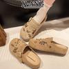 Leather Platform Women's Shoes Spring and Summer New Bag Head Half Slippers Wear Sandals Hole Shoes Single Shoes