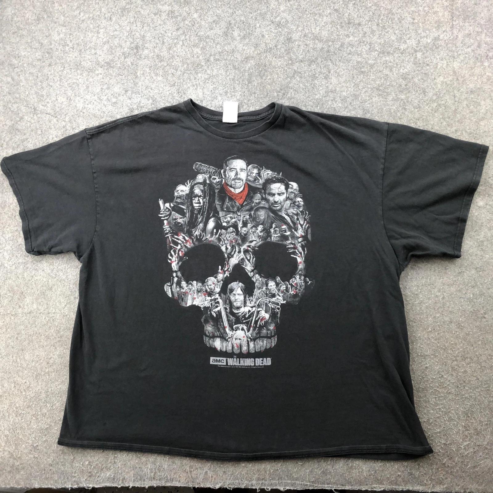 The Walking Dead Shirt Mens 3XL Black Skull Graphic TV Show 2016 Horror Y2K L