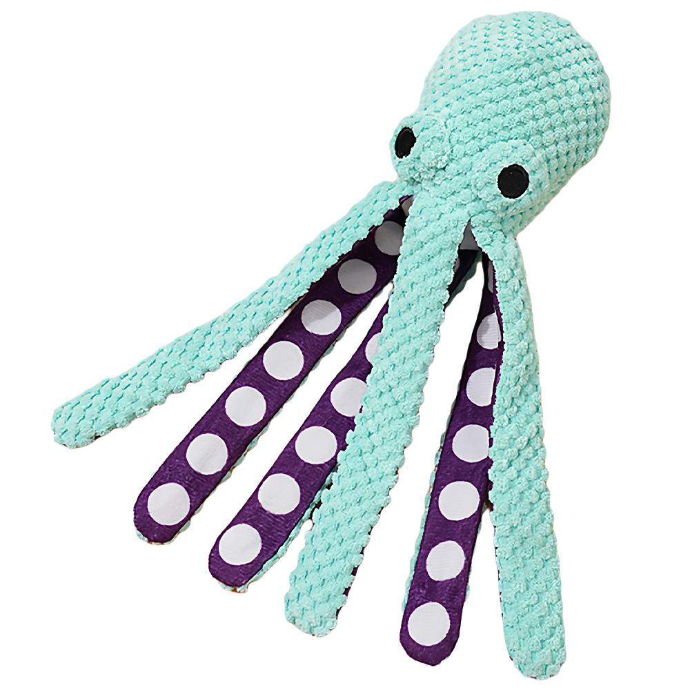 Pet Dog Toy Squeaky Chew Plush Toy, Dog Chew Bite-Resistant Teething Toy, Small Octopus Sleep Buddy, 1PC