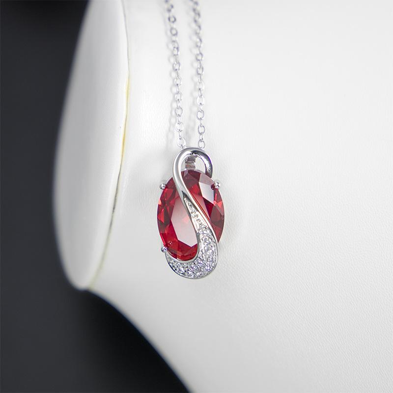 Ruby Earrings Set with Diamonds Red Zircon Necklace Jewelry Set Bride Necklace Earring Set W5610WW-