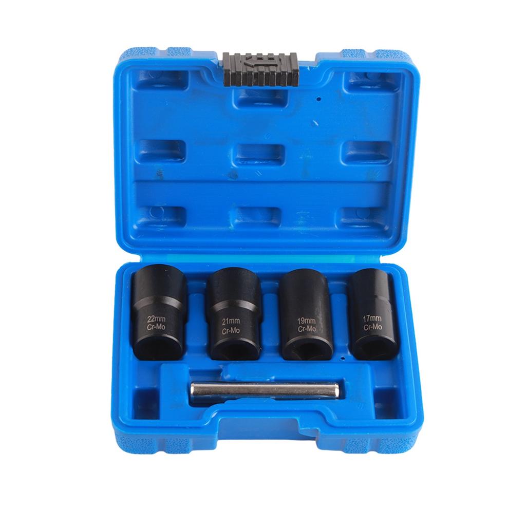 5pcs/set Damaged Nut Lock Remover 1/2in Drive Size Twist Socket Straight Bar Set