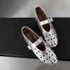 Mary Jane single shoes women's 2025 spring and summer new round head breathable casual versatile height increase one-word buckle hollow ballet shoes