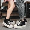 Fashion Women's Platform Ankle Boots Men High-Top Lace-Up Thick-Soled Big Round Toe Shoes Unisex Couple Height-Increasing Sneakers