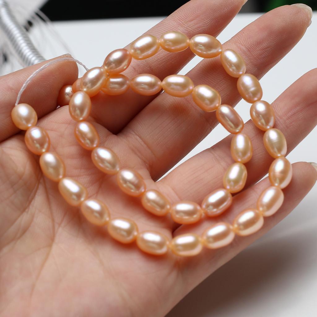 1String, Chic White Pink Purple 7-8mm Rice Artificial Pearl Beads for DIY Jewelry, Valentine's Day, Wedding Decorations - Elegant Craft Supplies 36cm