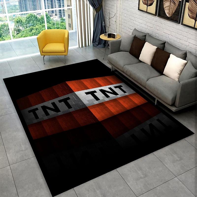 Classic S-Sandbox Cartoon Pixel Bulding Game Carpet Rug for Playroom Bedroom Living Room Sofa Home Decor,kid Area Rug Non-slip
