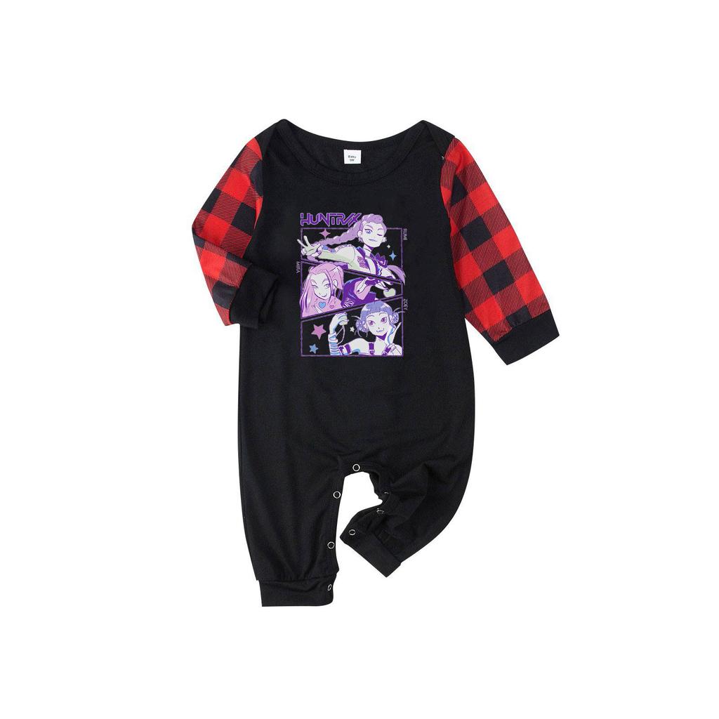 Nadruki Pasujące Rodzinne Zestawy Bluzki z Długim Rękawem+Spodnie Pasujące Rodzinne Zestawy