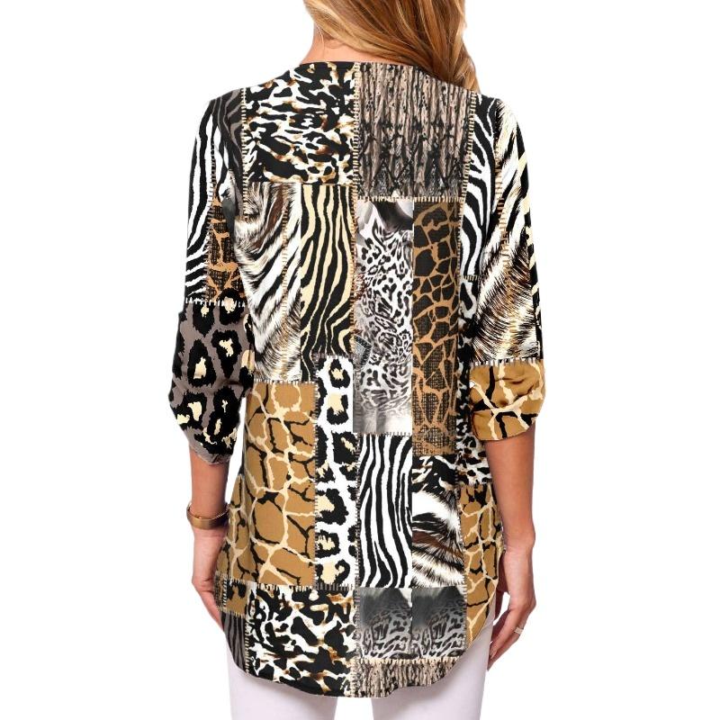 IHUASU V-neck Zip Plus Size Women's Long Sleeve Pull Up Sleeve Loose Shirt