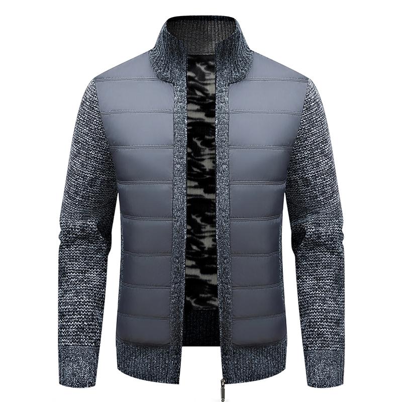 

Чоловічий в язаний кардиган пальто осінь зима корейська версія Slim Fit Модний светр з довгим рукавом Верхній одяг L холодний сірий колір