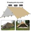 Outdoor Multifunctional Rainproof Sunshade Canopy with 19 Hanging Points and Black Glue Silver Coating for Camping