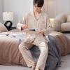 Pajamas Men's Spring and Autumn Long Sleeve Ice Silk High-end Loungewear Boys' Summer Thin Two-piece Loungewear