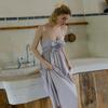 Underwear Summer Night Dress Bow Sweet Solid Color Long-length Skirt Sleeveless V-neck Sexy Pajamas for For Women