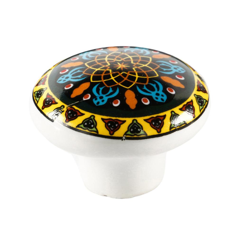 Bohemian Ceramiczna Gałka do Szafki Pojedynczy Otwór Uchwyt do Szuflady z Metalową Podstawą do Mebli Drzwi Retro Okucie Sprzętowe