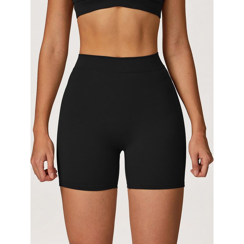 and American Style Brushed Yoga Shorts for Women, High-Waisted, Stretchy, Tight-Fitting, Peach-Lifting Shorts, Running and Fitness Sports Pants
