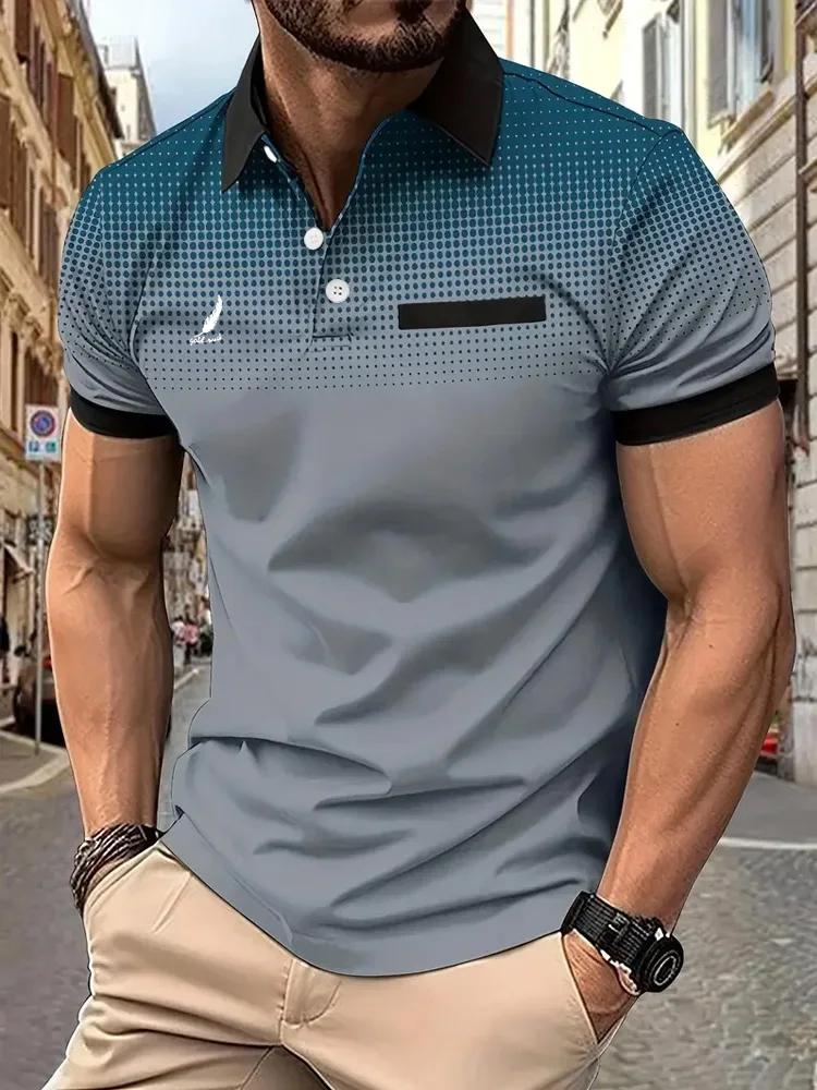 Men's Button Up Polos Golf Shirt Casual Holiday Lapel Short Sleeve Fashion Basic Color Block Summer Regular Fit Button Up Polos