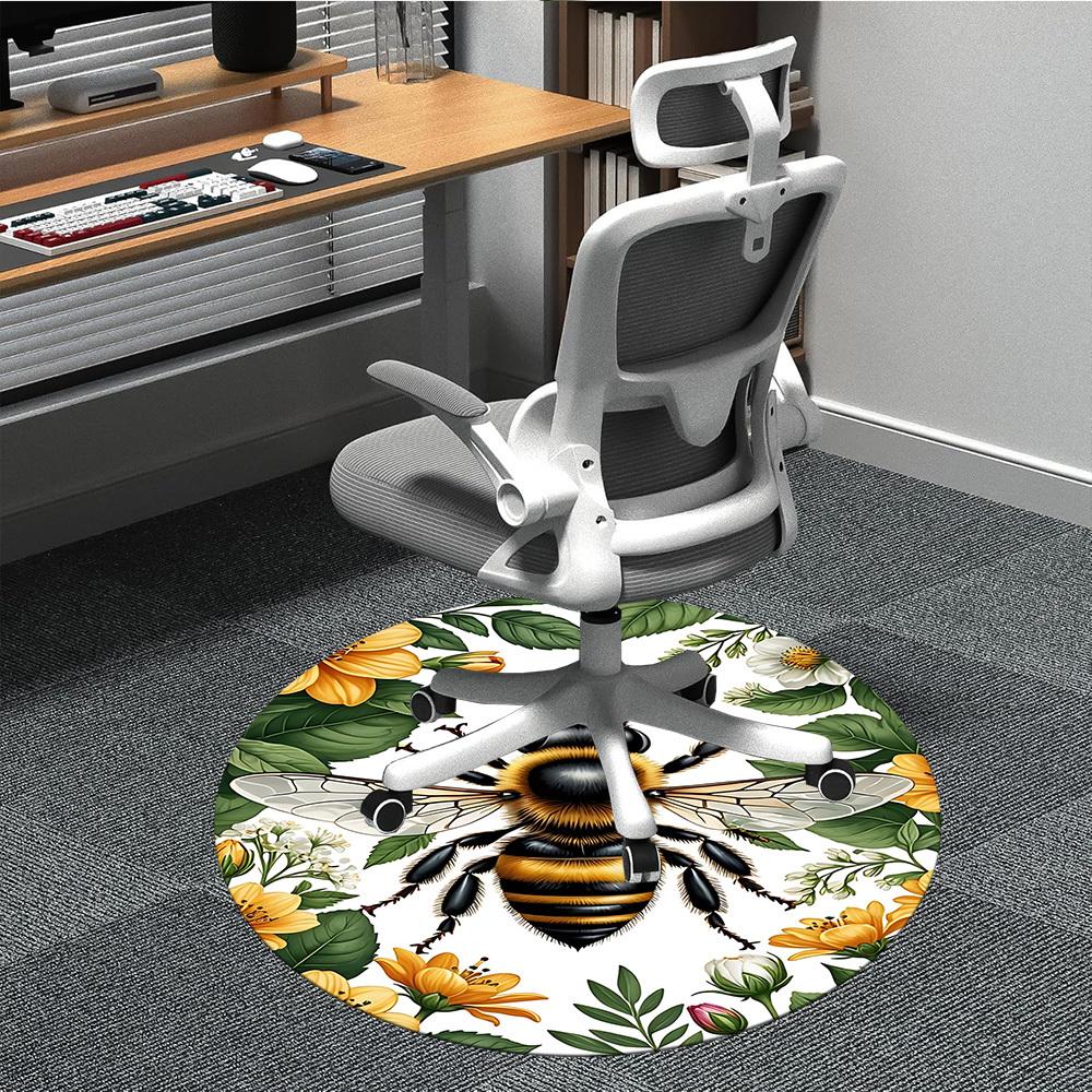 

1pc Bee Floral Pattern Chair Carpet for Office, Non-slip, Soft and Durable Rug, Perfect for Office, Living Room yy251103196 80cm by 80cm