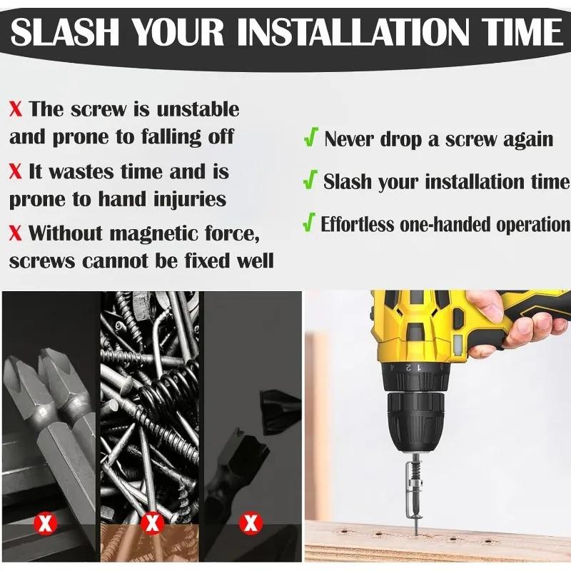 DIY Electric Drill Screw Holder Anti Drop Bit Attachment for Phillips Head Fixing Clamp One Handed Repair Tool Set