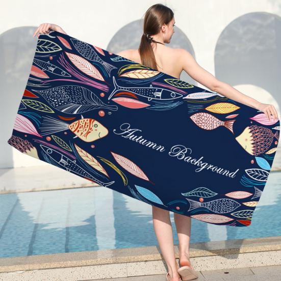 Dušas dvielis salokāms, ātri žūstošs, spēcīga ūdens absorbcija, īpaši smalka šķiedra Bruņurupuča jūraszvaigzne Print Pludmales dvielis peldēšanas fitness