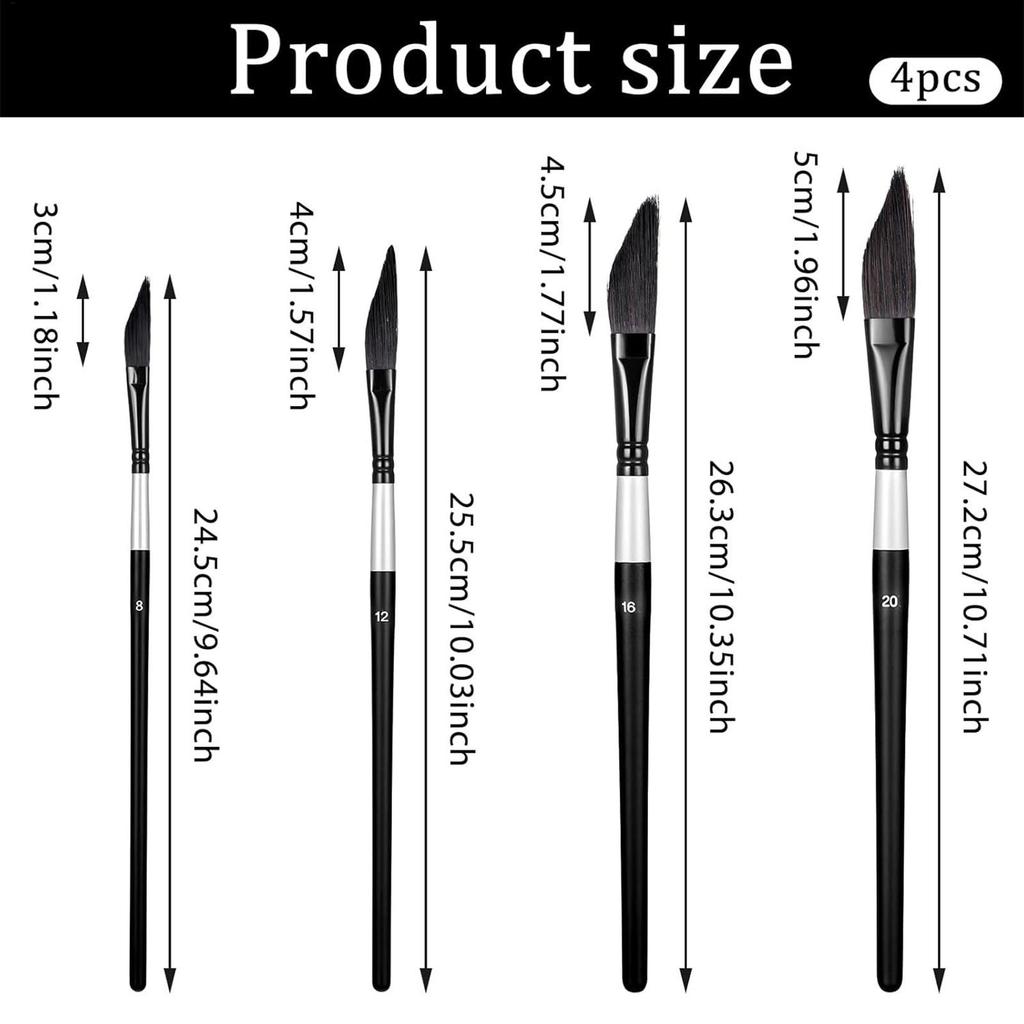 Painting Brushes 4-Pieces Fine-Pointed Drawing Art Tool Artist Paintbrushes For Acrylic For Oil Watercolor Canvases Rock Body