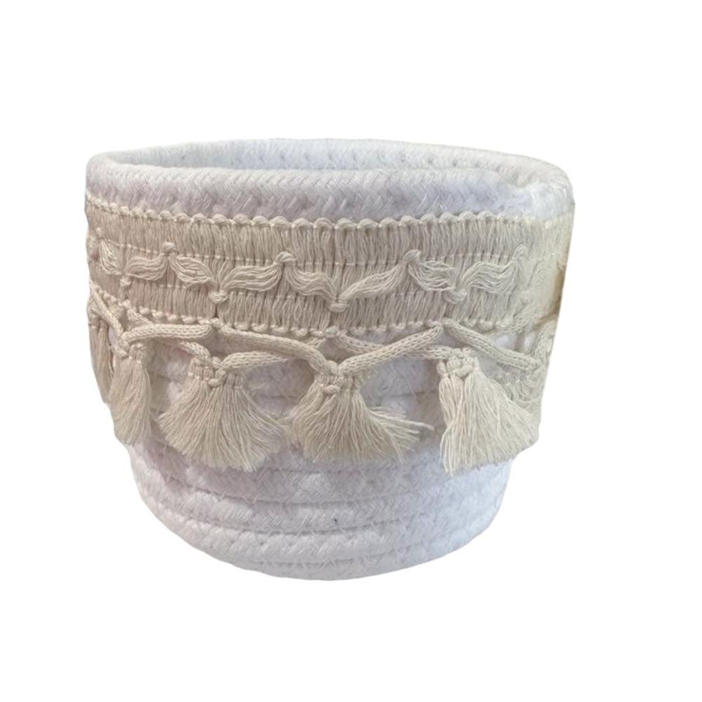 Cotton Rope Tassels Storage Basket Round Pen Holder Makeup Brush Storage Box Office Ornament