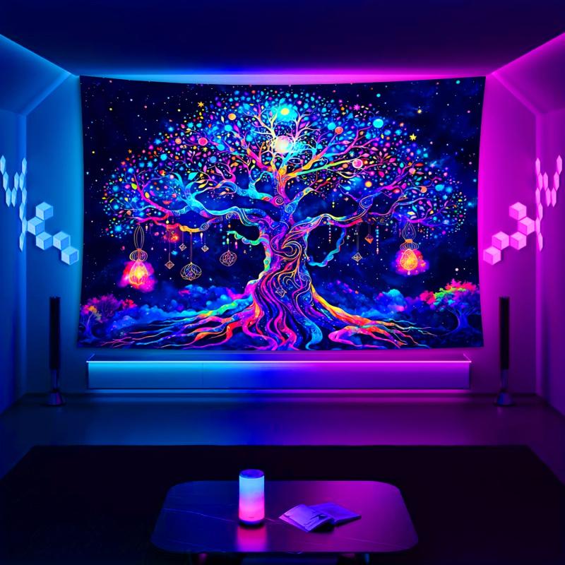 VIKAMA Colorful Tree of Life Art Tapestry Bedroom Bedhead Atmosphere Decoration Esports Room Bar Party Background Tapestry