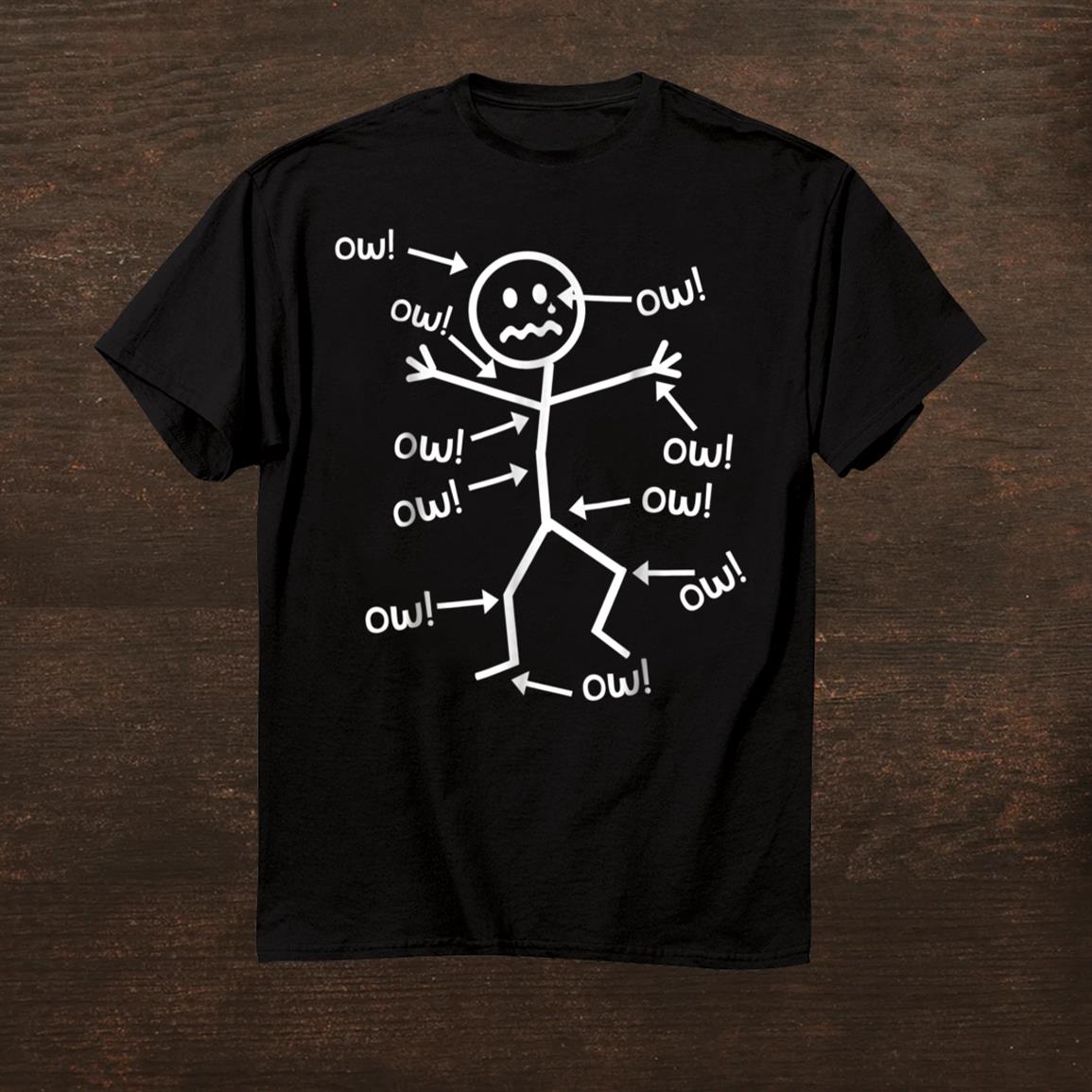 Ow Ow Ow T-Shirt- Funny Chronic Pain Awareness Tee Shirt Graphic T Shirts Oversized T Shirt Shirts for Men Men Clothing S