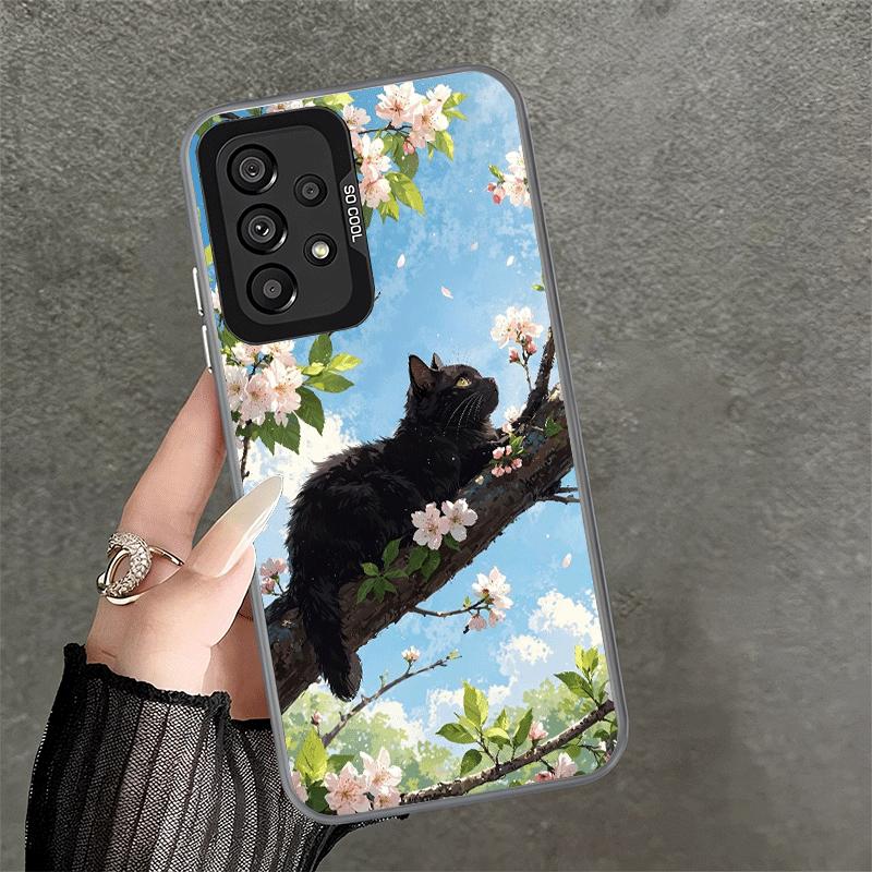 Black Cat Aesthetic Pattern Soft Phone Case for Samsung A17 A16 A15 A14 A13 A57 A56 A55 A54 A53 A37 A36 A35 A34 A33 A26 A25 A24