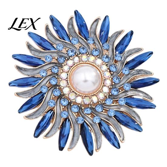Women Sunflower Brooch Retro Rhinestone Pin, Floral Lapel Pin with Faux Metal Flower Pearl, Badge for Women, Clothing Accessories Anti Oxidation