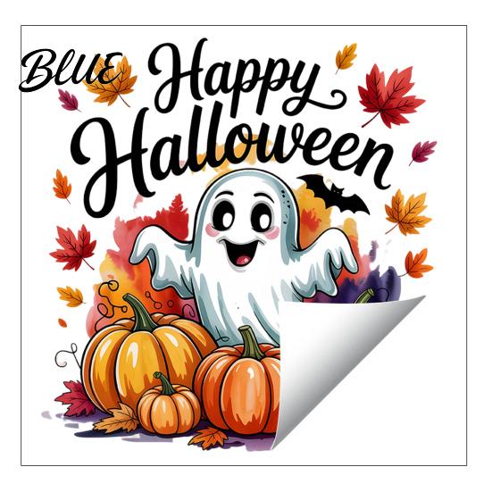 Waterproof Holiday Glass Stickers Halloween Static Window Clings Watercolor Pumpkin Ghost Skull Decals No Spooky Decals for Party Glue Living