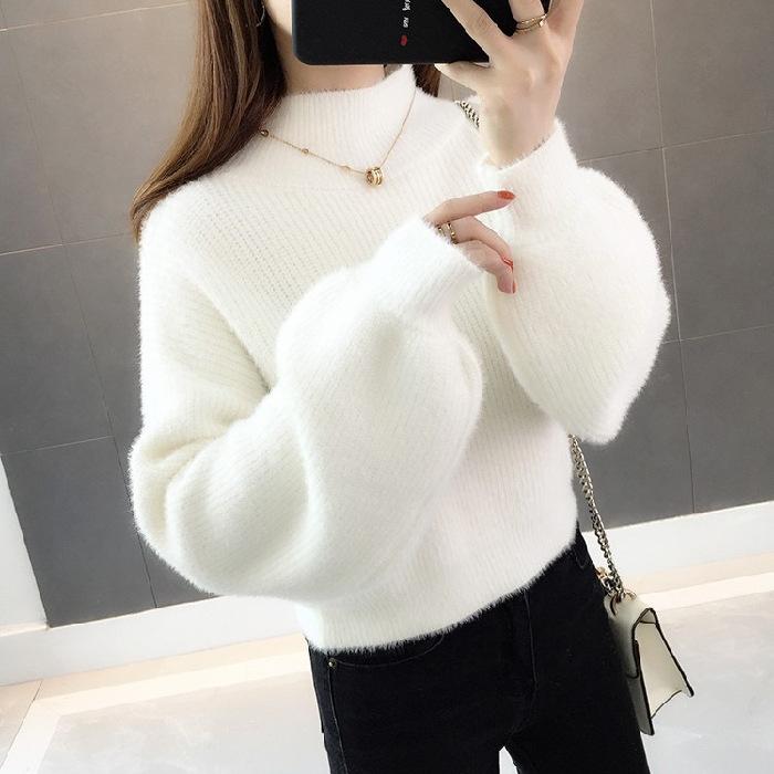 

Женский утепленный повседневный свитер с длинными рукавами на осень и зиму, теплый тонкий трикотажный свитер XXS