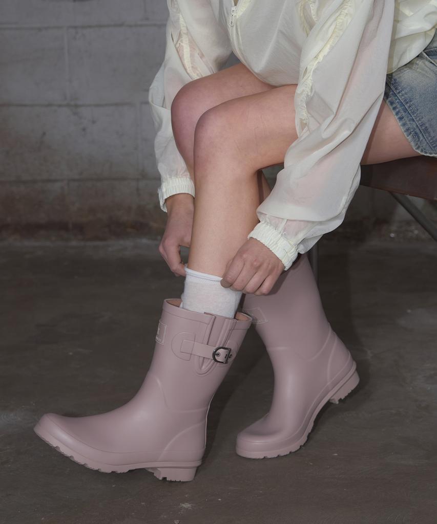 Leathery Melting Plain Rain Boots [3 Colors]